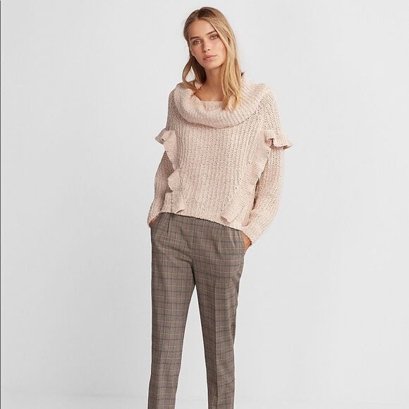 ✨Pink Oversized Ruffle Cowl Neck Sweater✨ - Picture 2 of 4